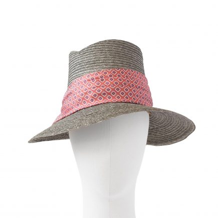ELSA hat in grey straw with silk puggaree band, size M