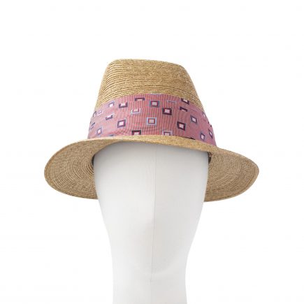 ELSO hat in natural straw with silk puggaree band, size M